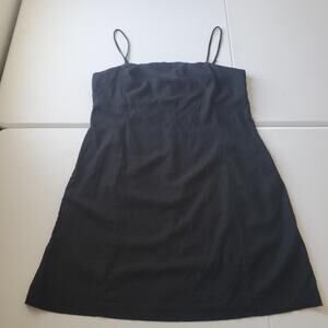 Gap Dress Womens XL Tall Black Linen Square Neck Slip Sundress Casual Summer